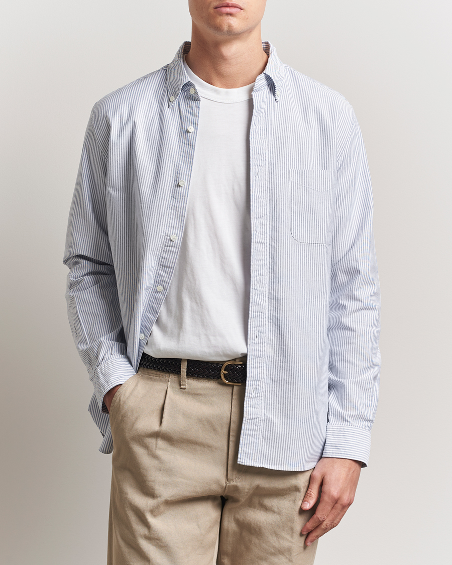 Heren | BEAMS PLUS | BEAMS PLUS | Oxford Button Down Shirt Light Blue Stripe