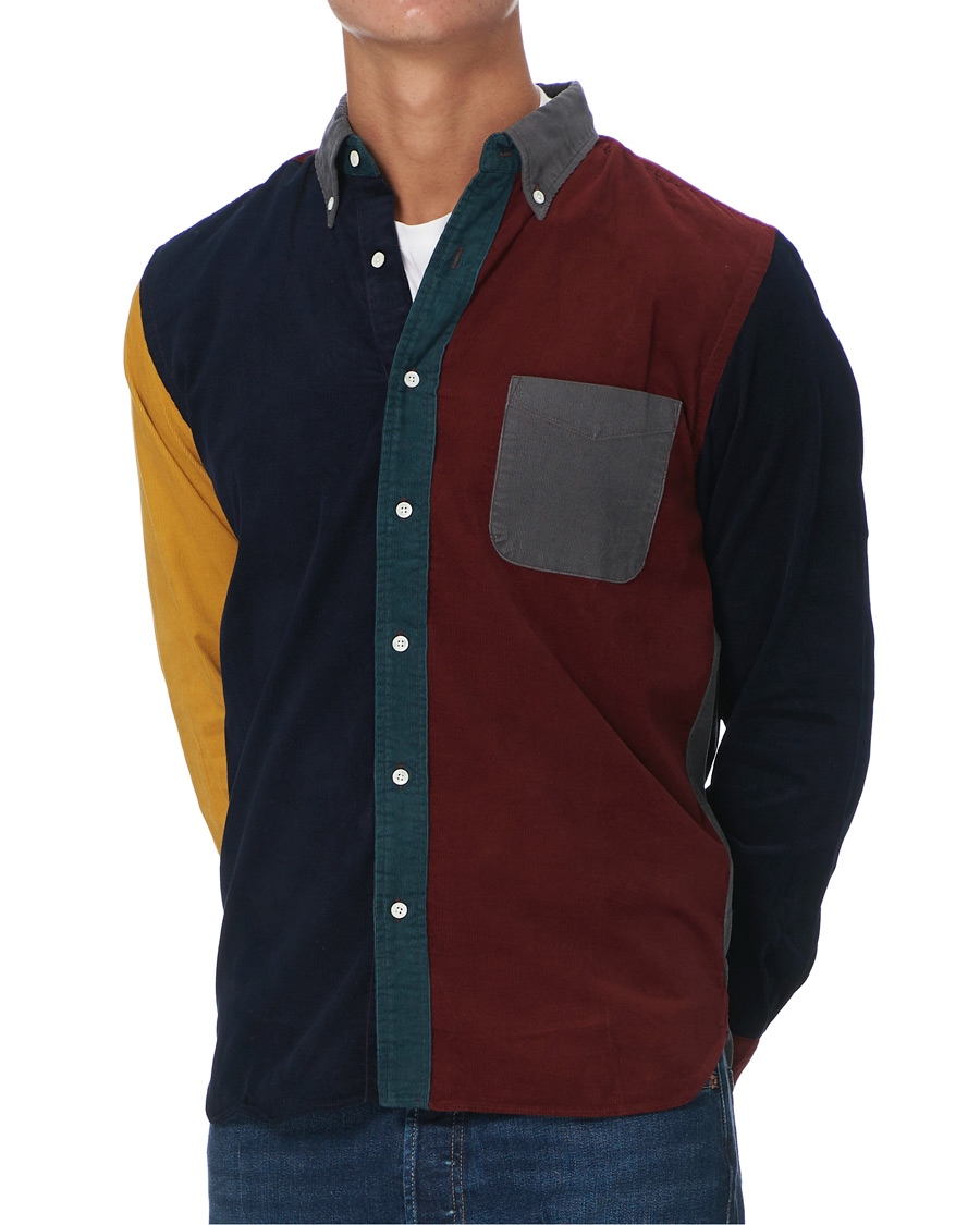 Heren | Overhemden | BEAMS PLUS | Corduroy Patchwork Button Down Shirt Grey