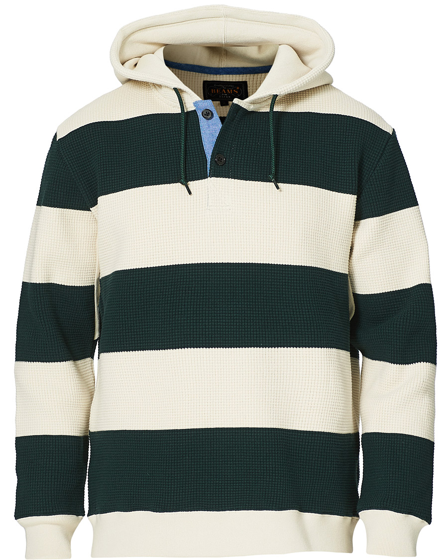 Heren | Truien | BEAMS PLUS | Thermal Hoodie White/Green