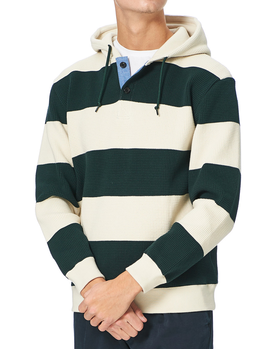 Heren | Truien | BEAMS PLUS | Thermal Hoodie White/Green