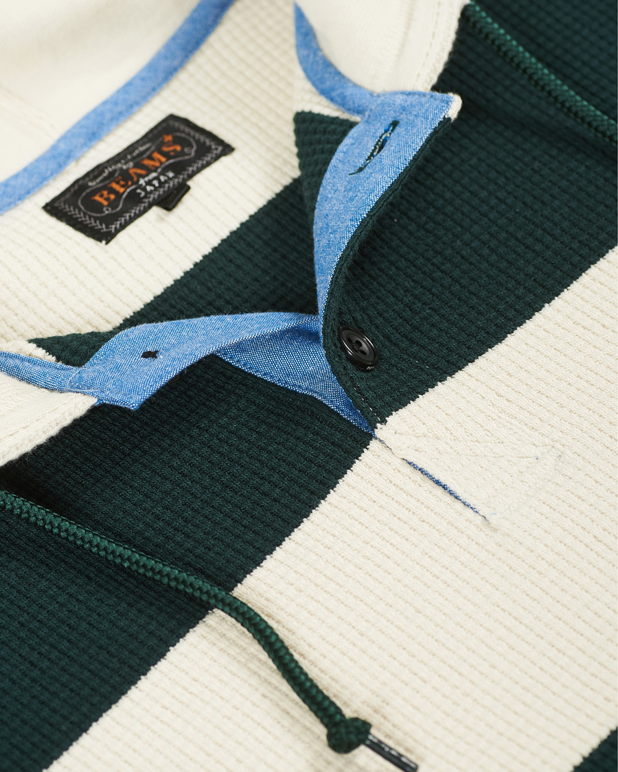 Heren | Truien | BEAMS PLUS | Thermal Hoodie White/Green