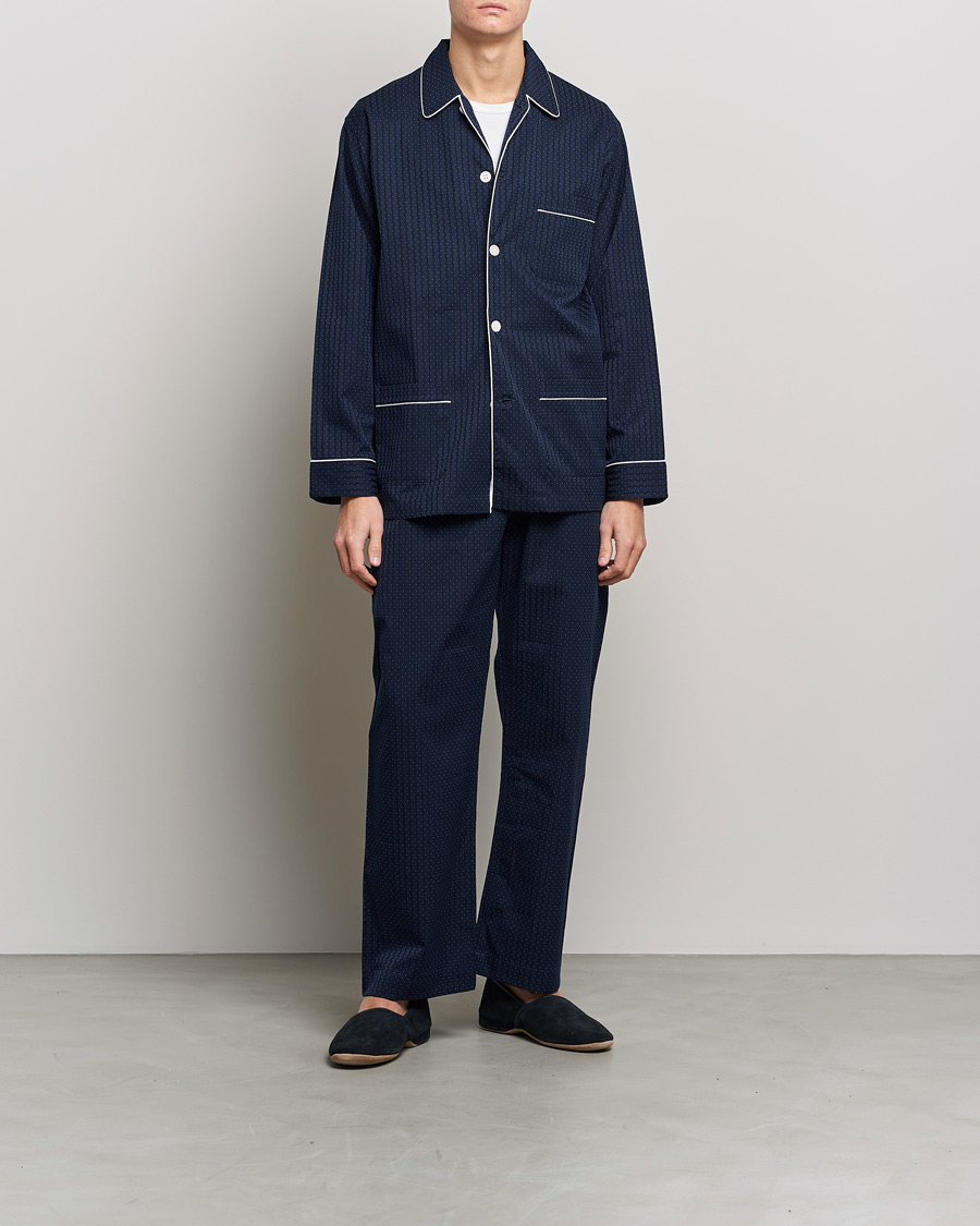 Heren | Pyjama's en gewaden | Derek Rose | Royal Piped Cotton Pyjama Set Navy