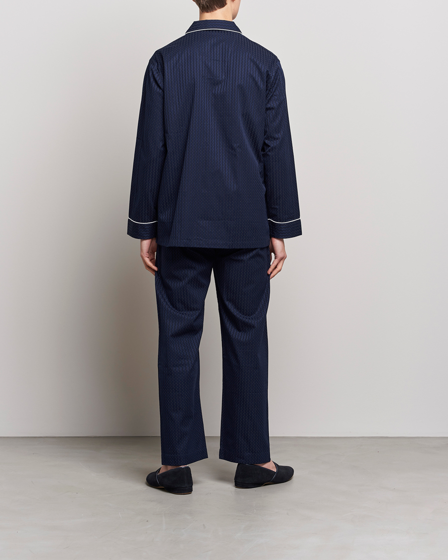 Heren | Pyjama's | Derek Rose | Royal Piped Cotton Pyjama Set Navy