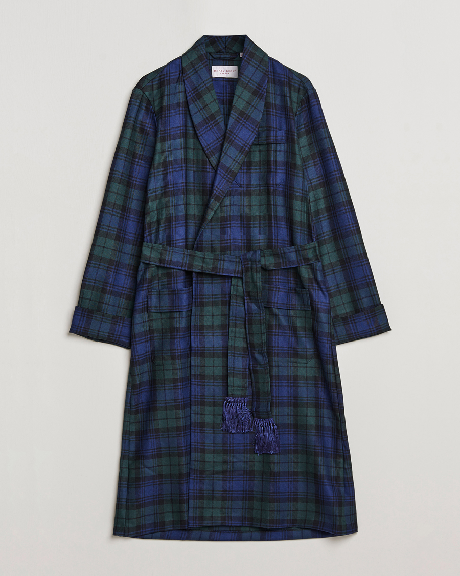 Heren | Pyjama's en gewaden | Derek Rose | Wool Tartan Dressing Gown Blackwatch