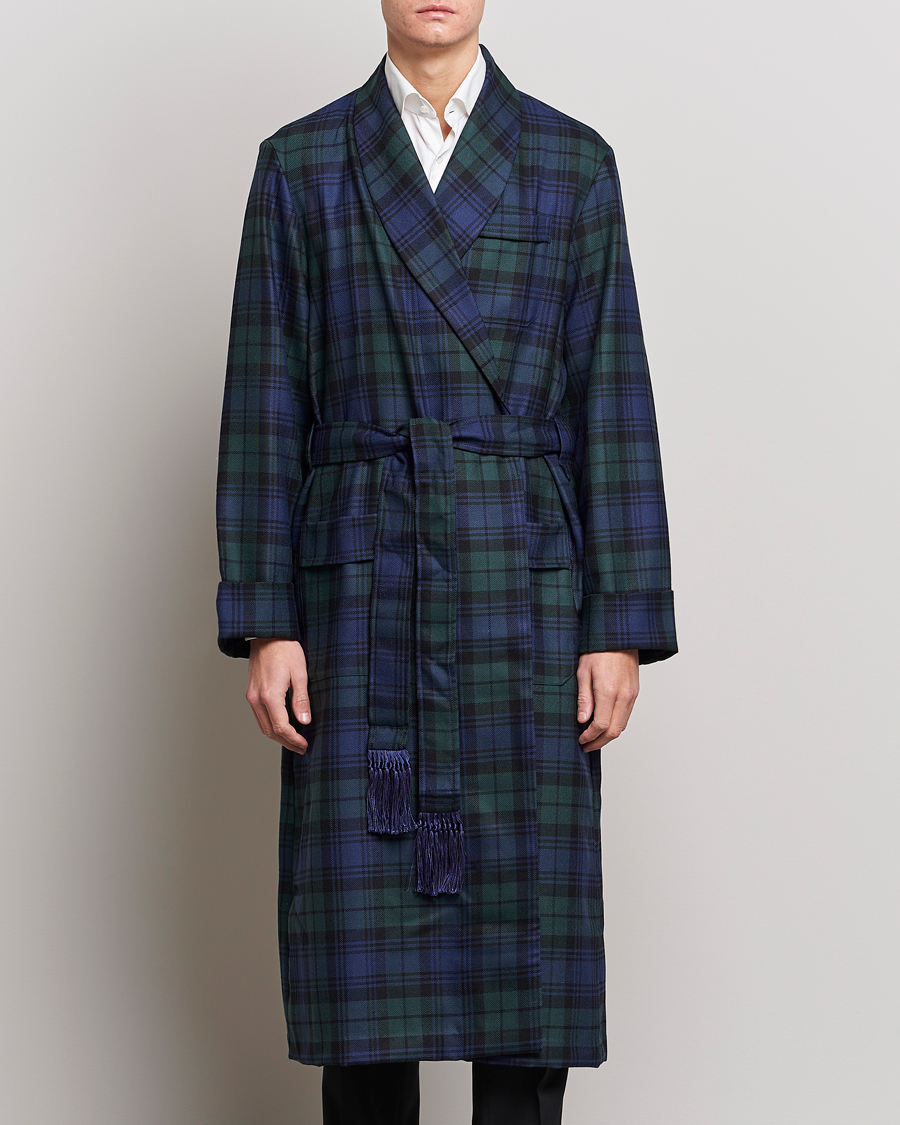 Heren | Afdelingen | Derek Rose | Wool Tartan Dressing Gown Blackwatch