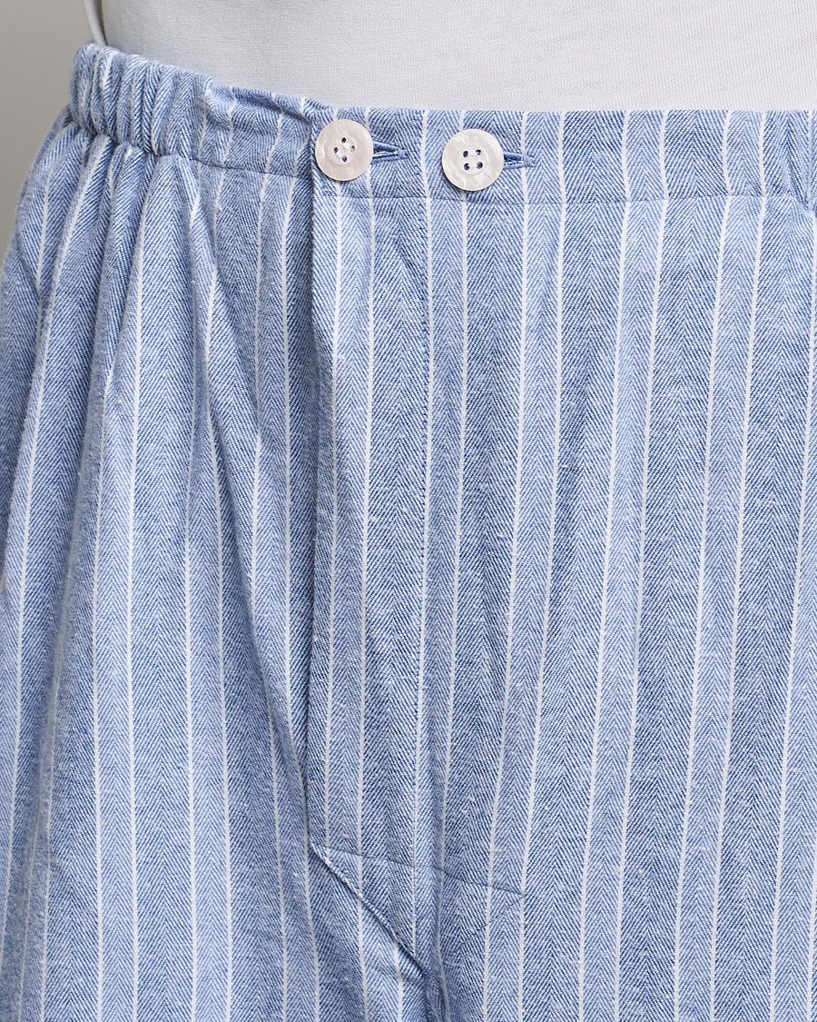 Heren | Pyjama's en gewaden | Derek Rose | Brushed Cotton Flannel Striped Pyjama Set Blue