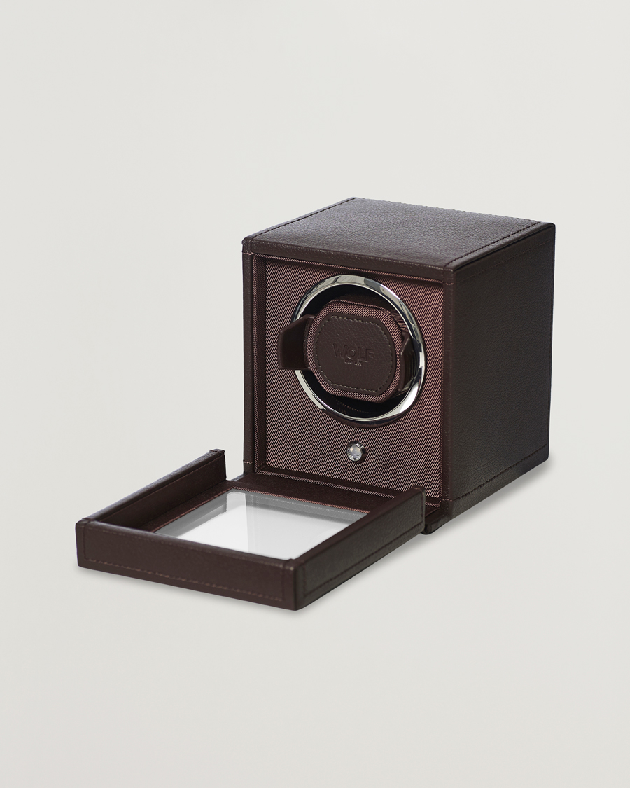 Herr | Klock- & smyckesetuin | WOLF | Cub Single Winder With Cover Dark Brown