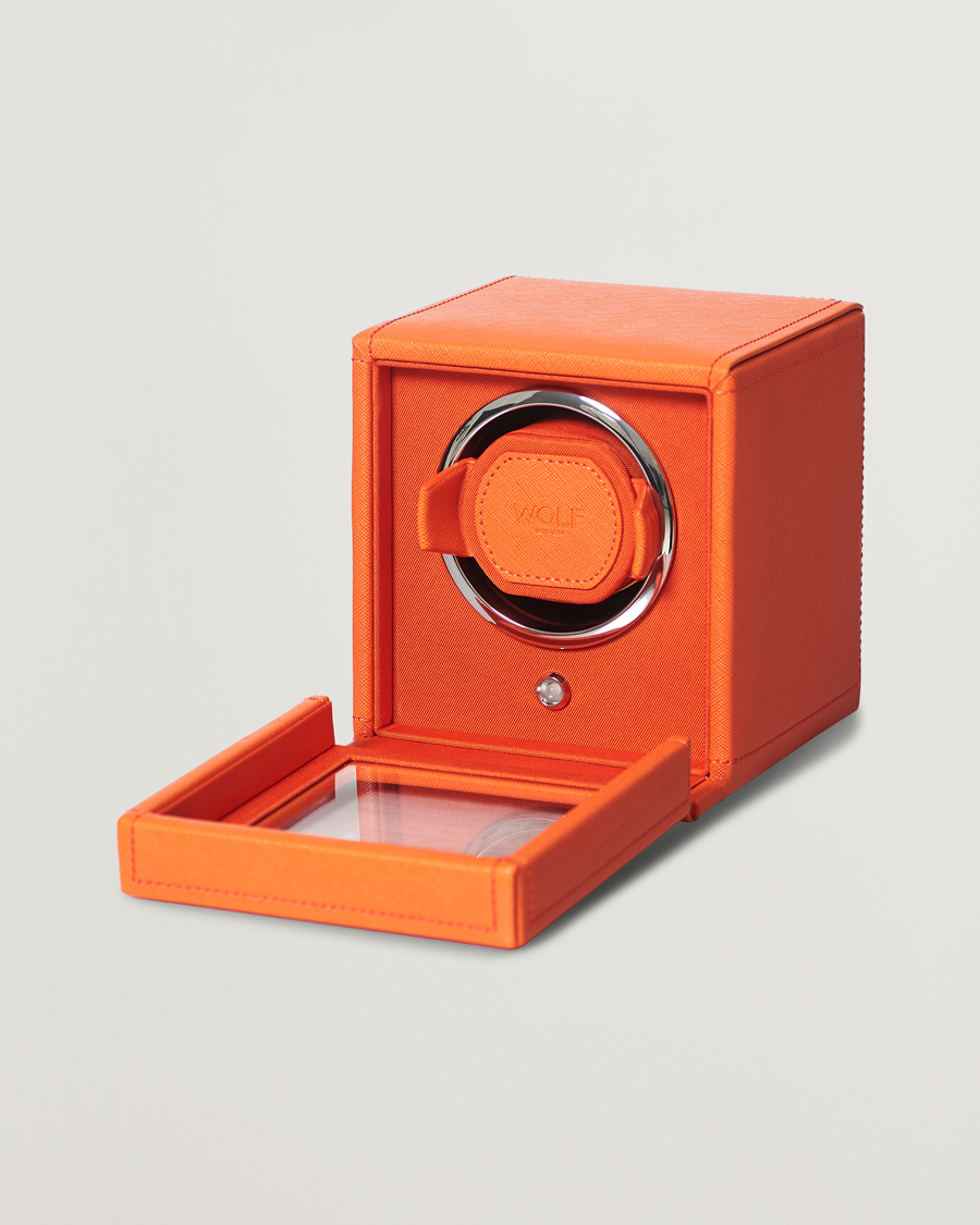 Heren | Horloge opwinders en dozen | WOLF | Cub Single Winder With Cover Orange