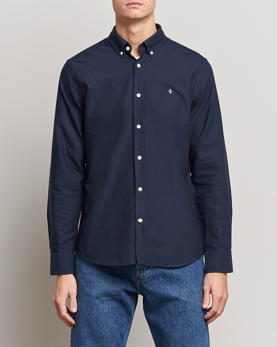 Heren | Overhemden | Morris | Oxford Button Down Cotton Shirt Navy