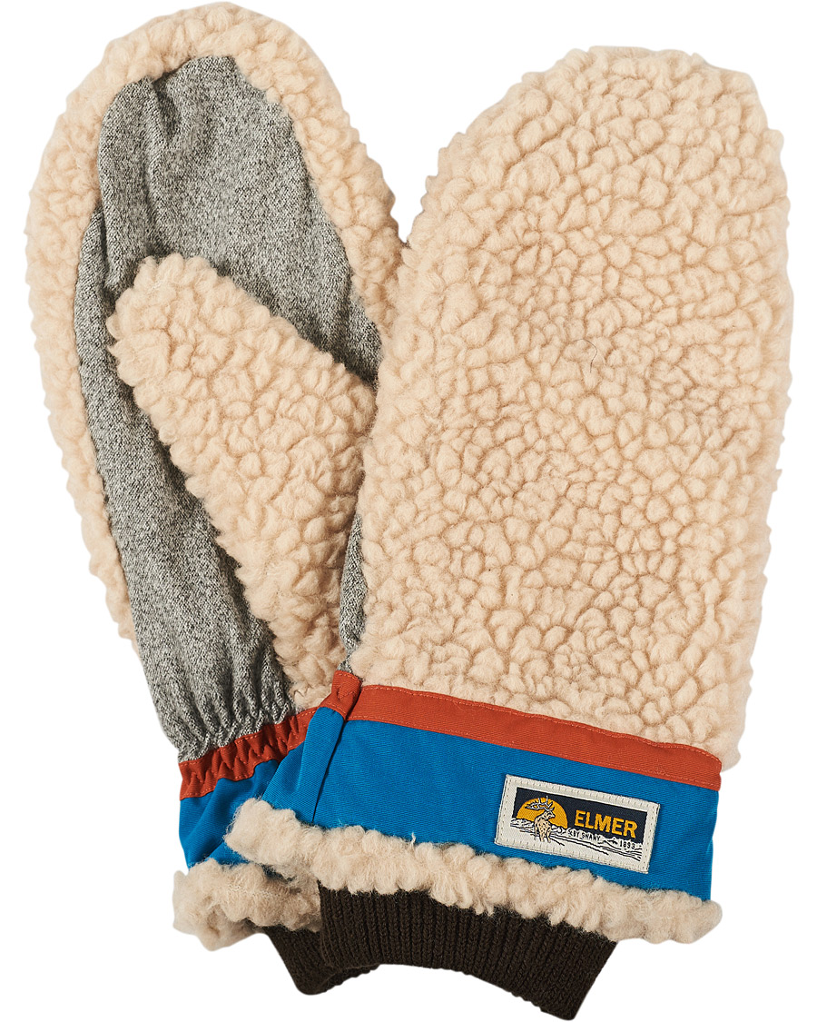 Heren | Elmer by Swany Miyo Wool Teddy Mittens Beige/Blue | Elmer by Swany | Miyo Wool Teddy Mittens Beige/Blue