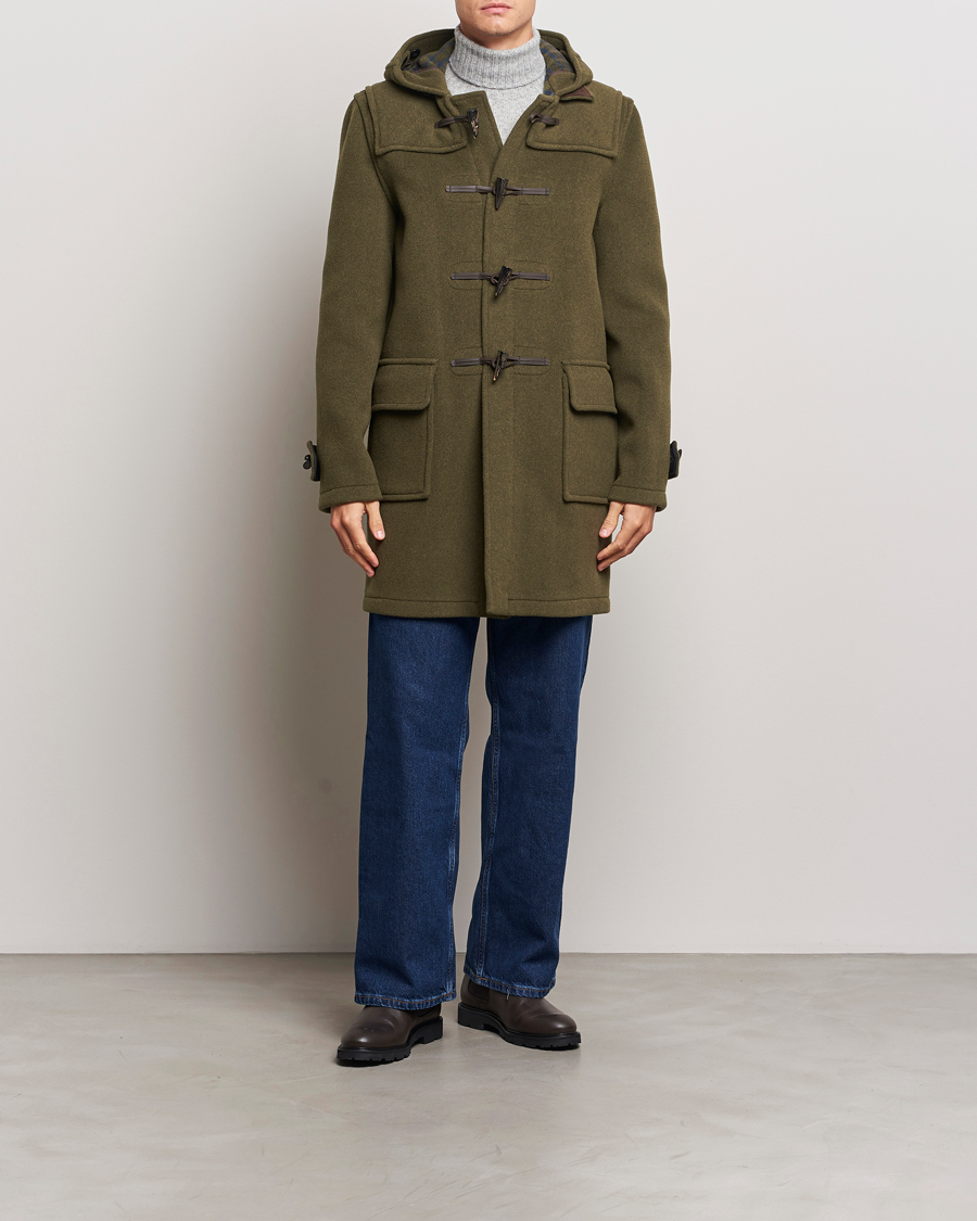 Heren | Jassen | Gloverall | Morris Duffle Coat Loden Green/Check