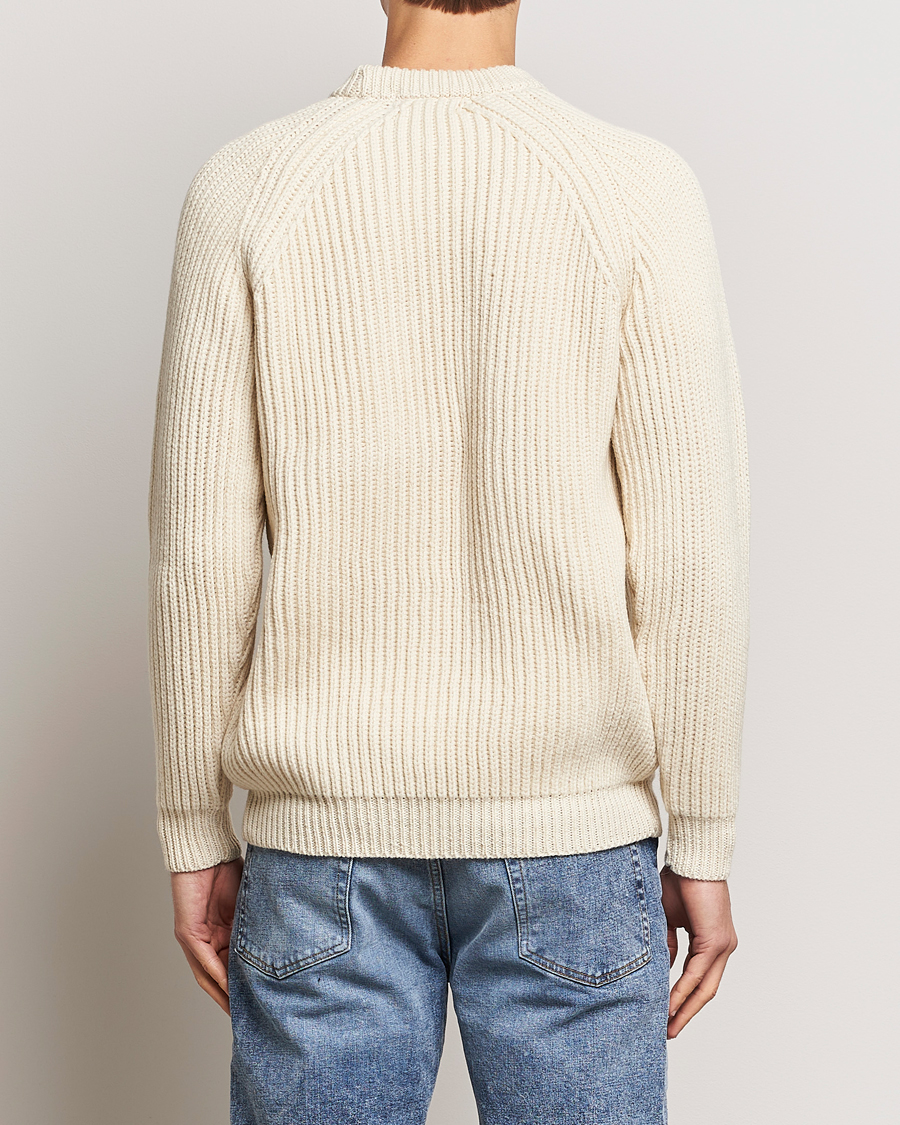 Heren | Truien | Gloverall | Fisherman Rib Chunky Wool Crew Neck Ecru