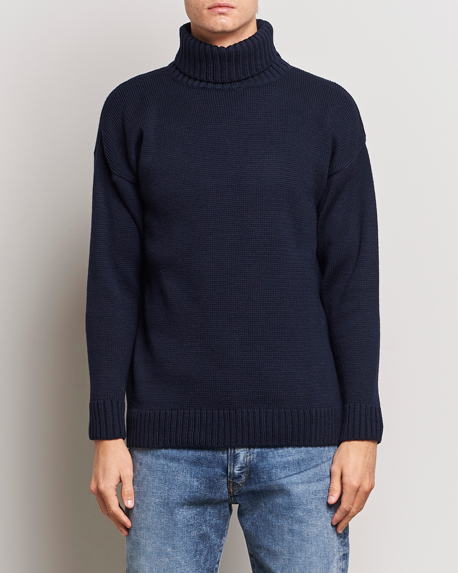 Heren | Truien | Gloverall | Submariner Chunky Wool Rollneck Navy