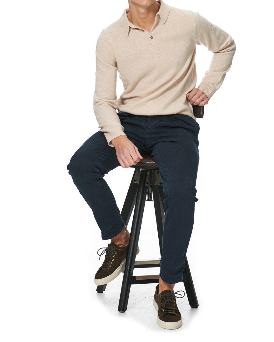 Heren | Truien | People's Republic of Cashmere | Cashmere Long Sleeve Polo Cream