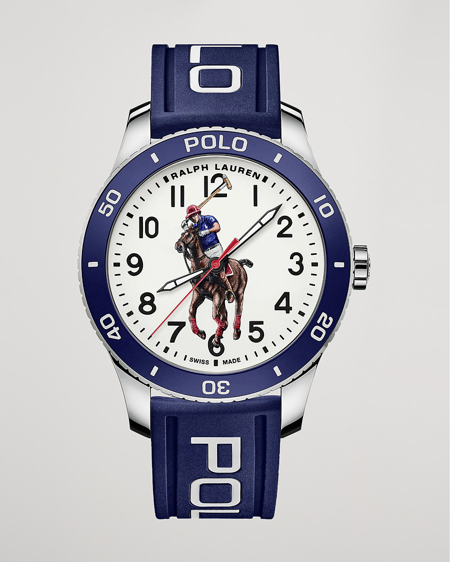 Heren | Polo Ralph Lauren 42mm Automatic Pony Player White Dial/Blue Bezel | Polo Ralph Lauren | 42mm Automatic Pony Player White Dial/Blue Bezel
