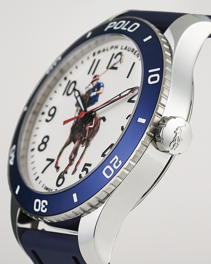Heren | Polo Ralph Lauren 42mm Automatic Pony Player  White Dial/Blue Bezel | Polo Ralph Lauren | 42mm Automatic Pony Player  White Dial/Blue Bezel