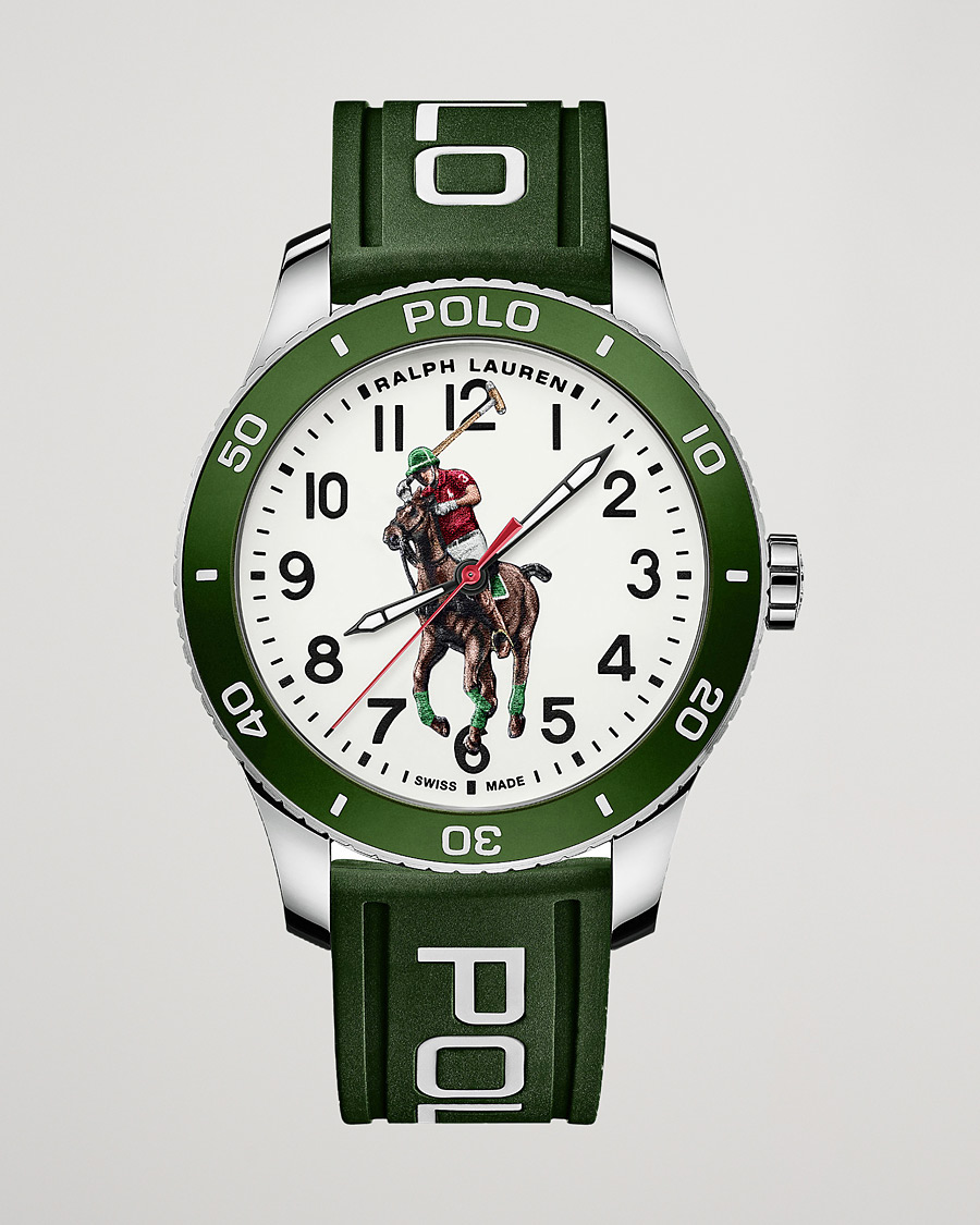 Heren | Polo Ralph Lauren 42mm Automatic Pony Player White Dial/Green Bezel | Polo Ralph Lauren | 42mm Automatic Pony Player White Dial/Green Bezel