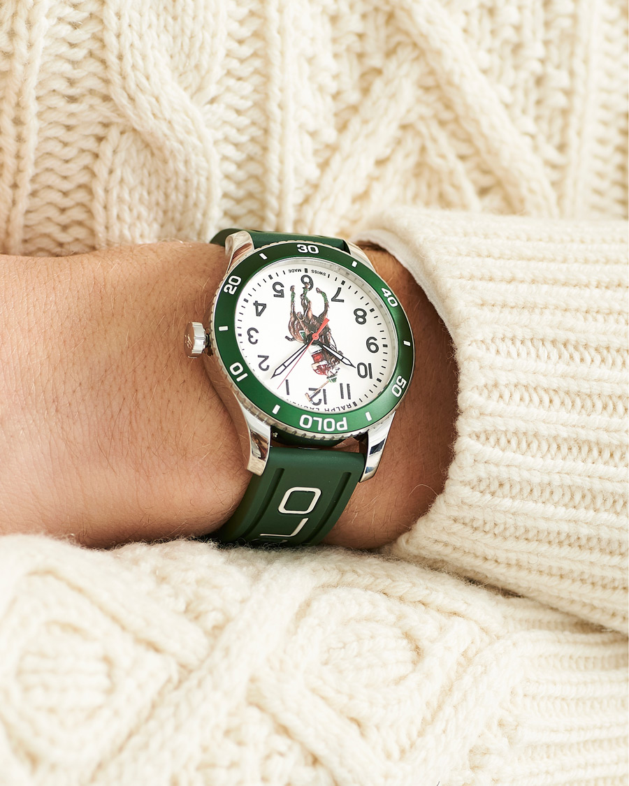 Heren | Polo Ralph Lauren 42mm Automatic Pony Player White Dial/Green Bezel | Polo Ralph Lauren | 42mm Automatic Pony Player White Dial/Green Bezel