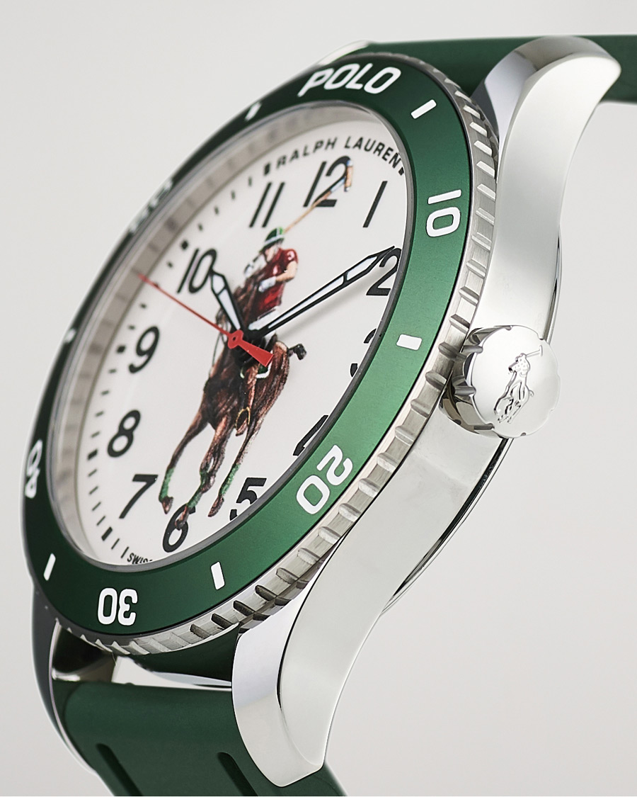 Heren | Polo Ralph Lauren 42mm Automatic Pony Player White Dial/Green Bezel | Polo Ralph Lauren | 42mm Automatic Pony Player White Dial/Green Bezel