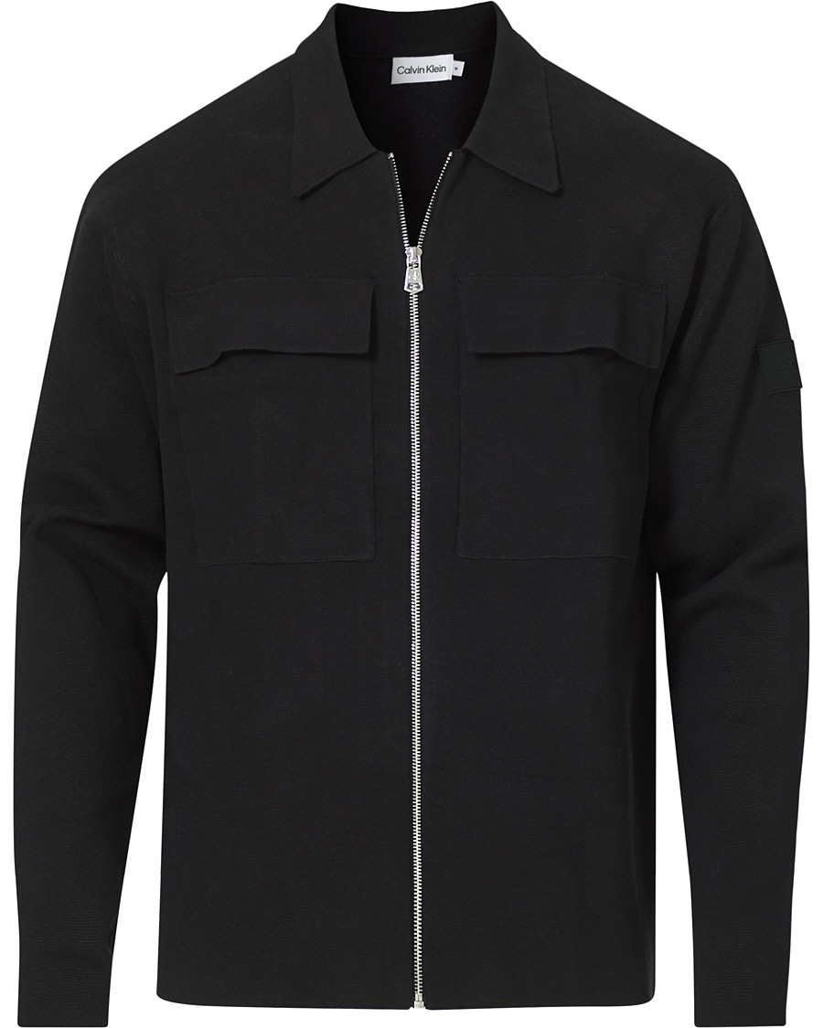 Heren | Truien | Calvin Klein | Punto Milano Full Zip Cardigan Black