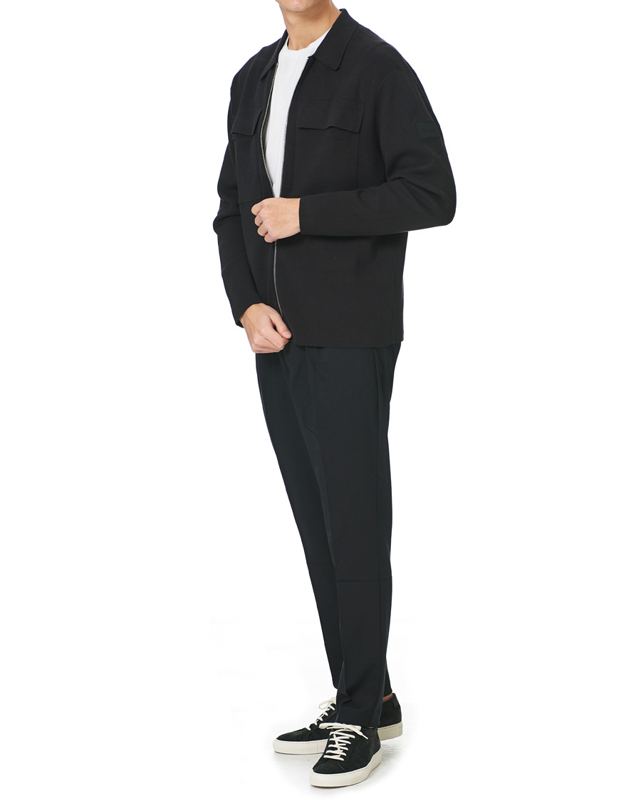 Heren | Truien | Calvin Klein | Punto Milano Full Zip Cardigan Black