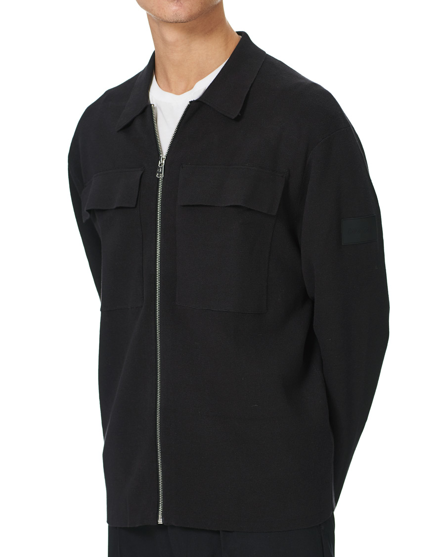 Heren | Truien | Calvin Klein | Punto Milano Full Zip Cardigan Black