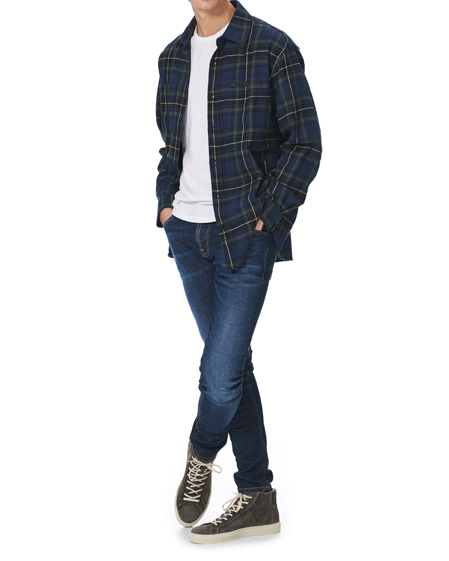 Heren | Overhemden | Nudie Jeans | Filip Flannel Checked Shirt Navy