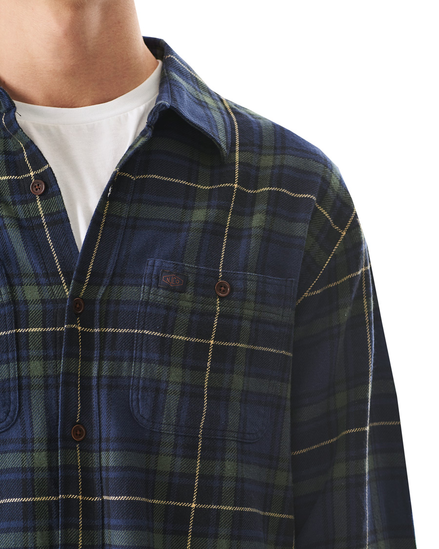 Heren | Overhemden | Nudie Jeans | Filip Flannel Checked Shirt Navy