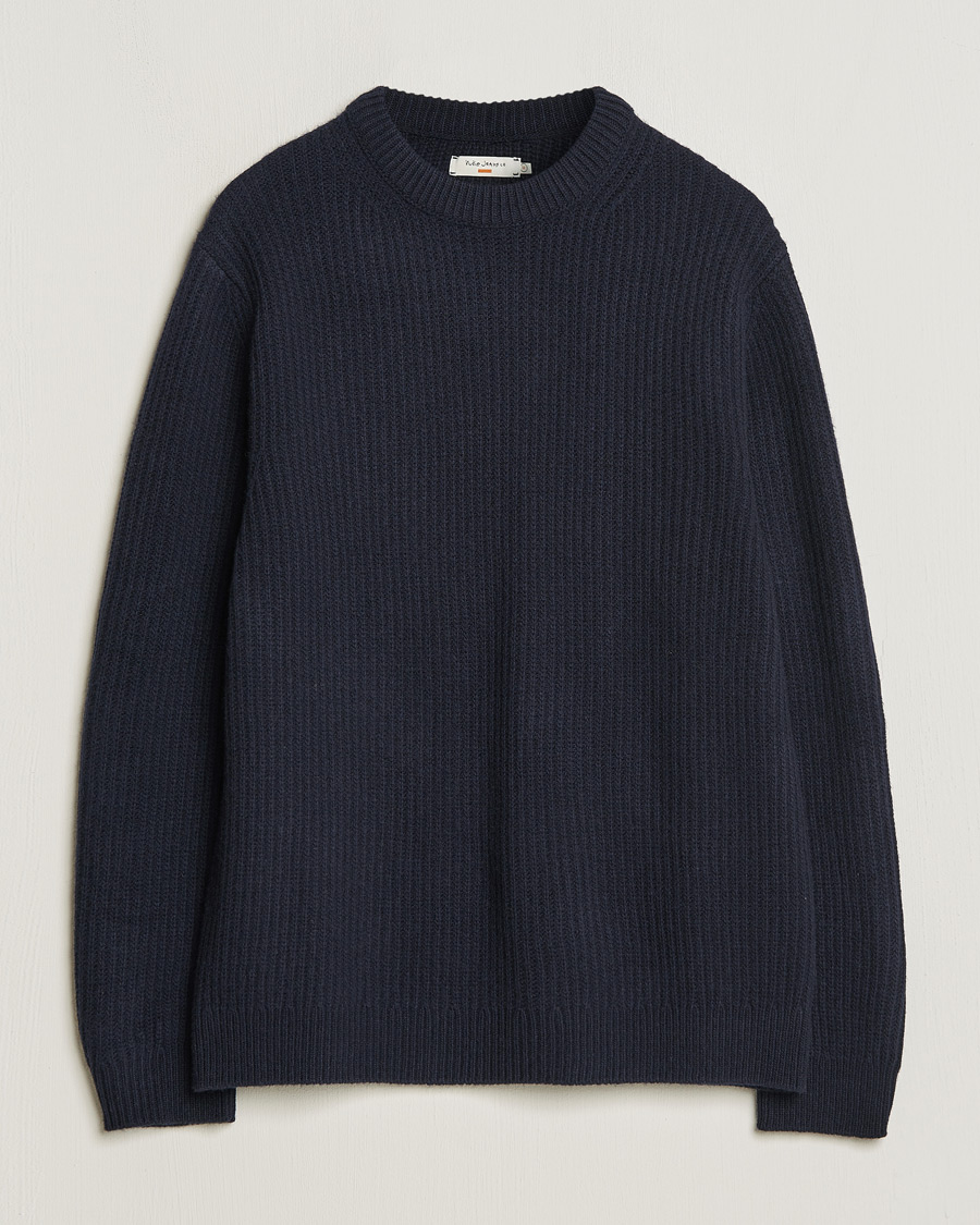 Heren | Nudie Jeans | Nudie Jeans | August Wool Rib Knitted Sweater Navy