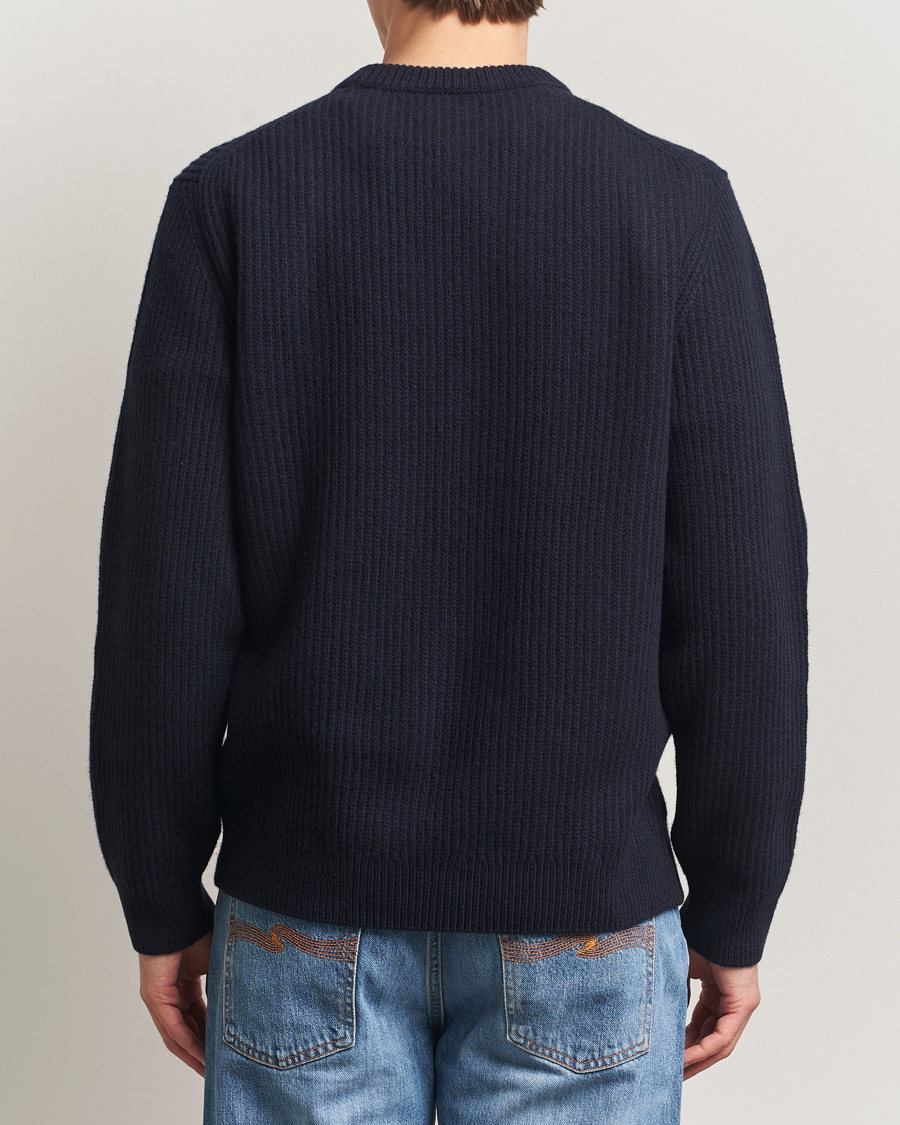 Heren | Truien | Nudie Jeans | August Wool Rib Knitted Sweater Navy