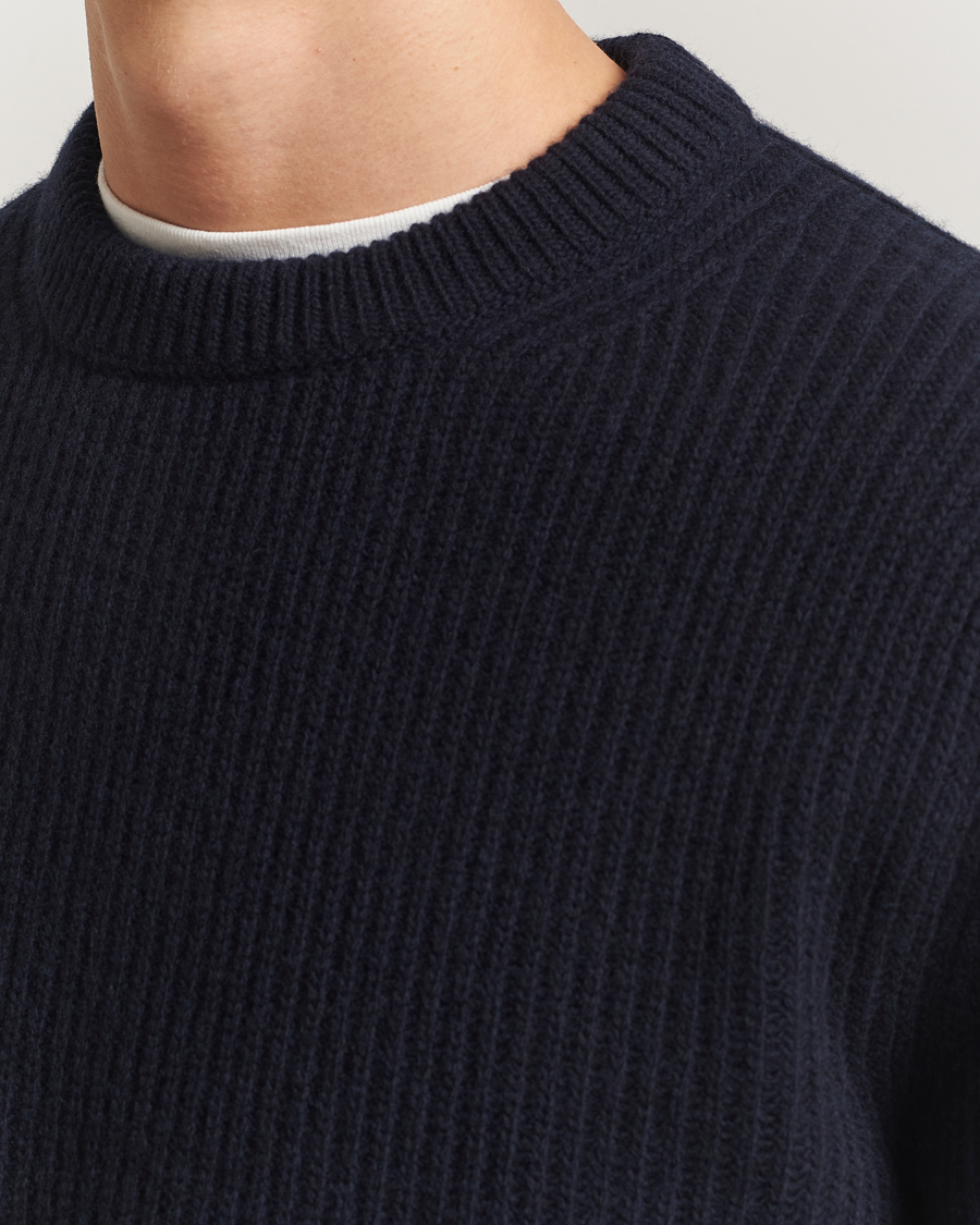 Heren | Truien | Nudie Jeans | August Wool Rib Knitted Sweater Navy