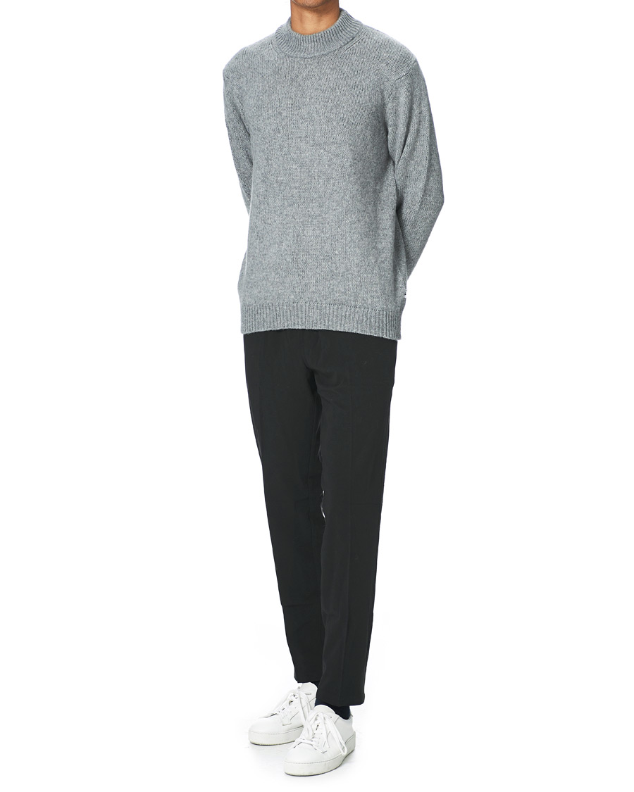 Heren | Truien | NN07 | Nick Knitted Merino Mock Neck Grey Mel