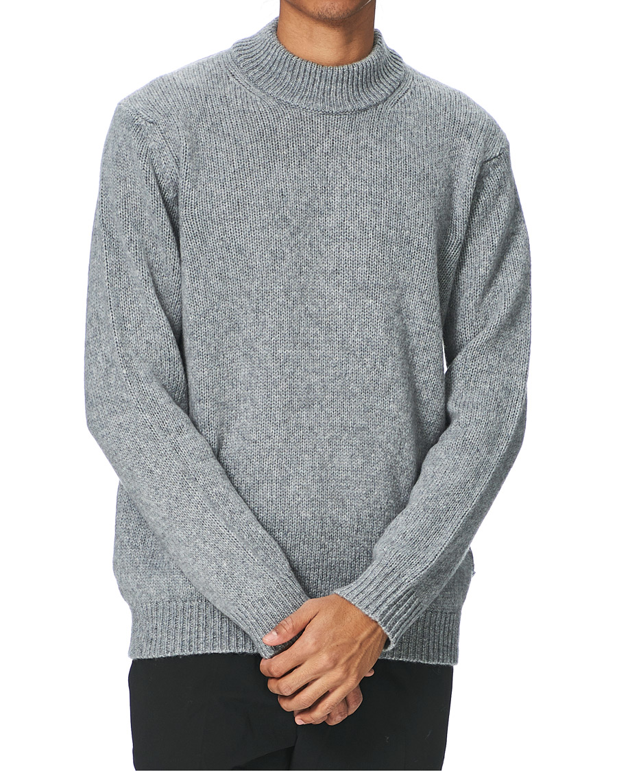 Heren | Truien | NN07 | Nick Knitted Merino Mock Neck Grey Mel
