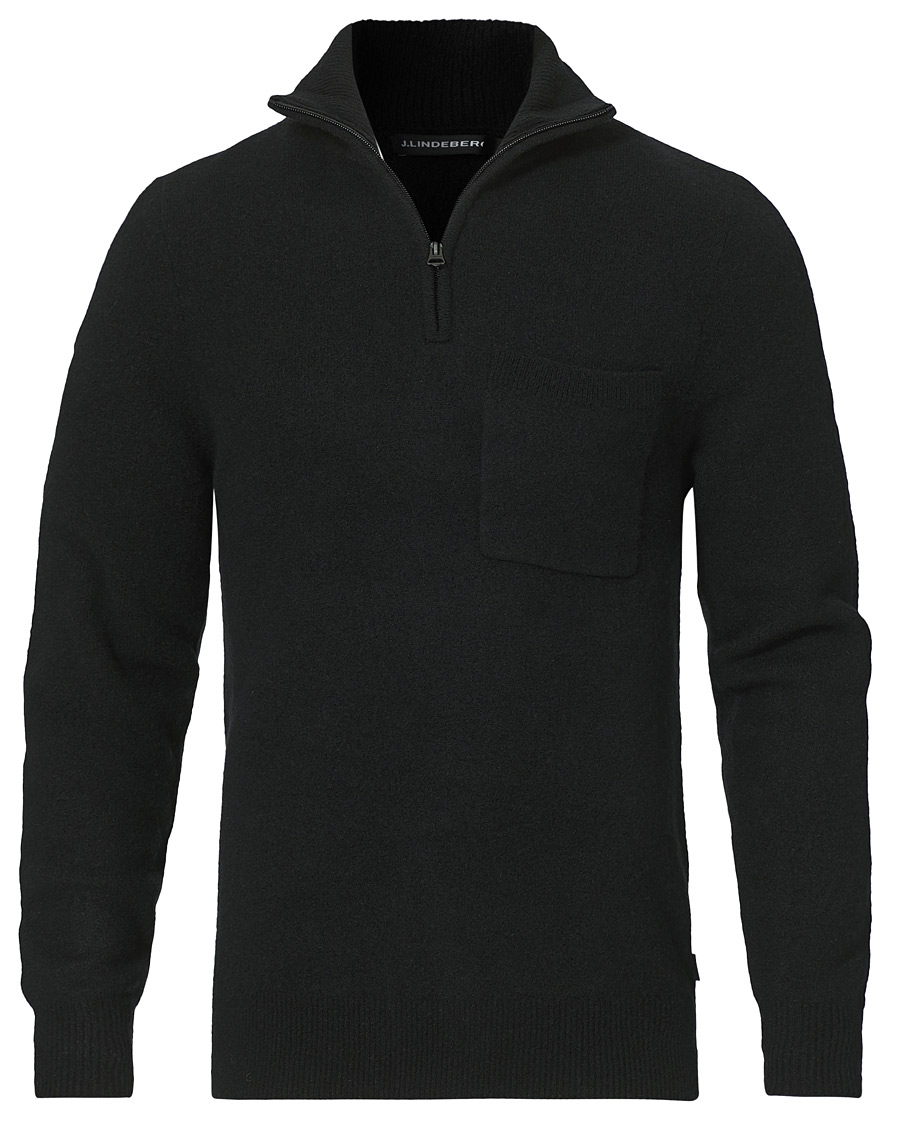 Heren | Truien | J.Lindeberg | Cohen Yak Blend Quater Zip Black