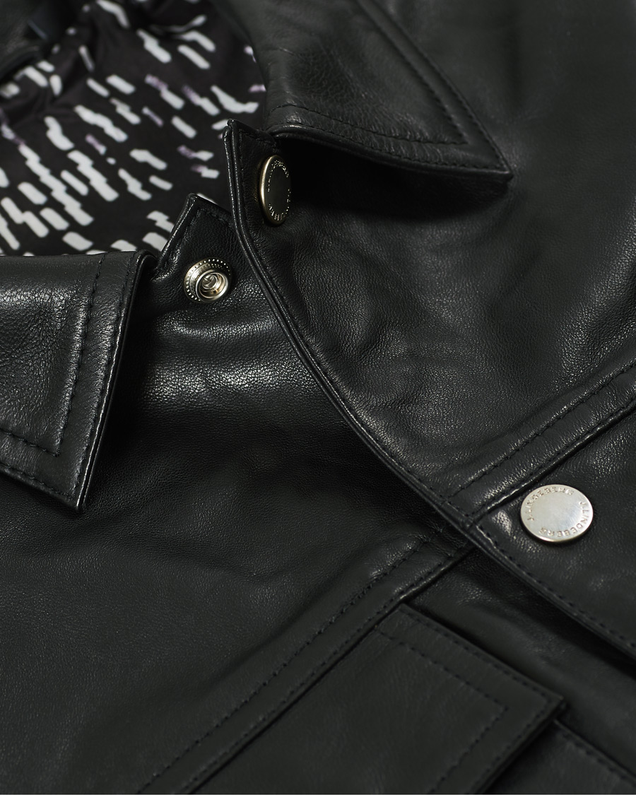 Heren | Overhemden | J.Lindeberg | Lenox Lambsnappa Leather Overshirt Black