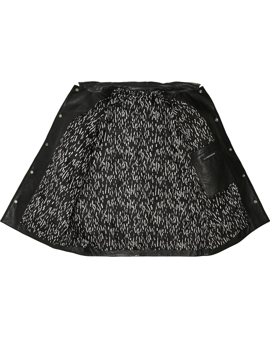 Heren | Overhemden | J.Lindeberg | Lenox Lambsnappa Leather Overshirt Black