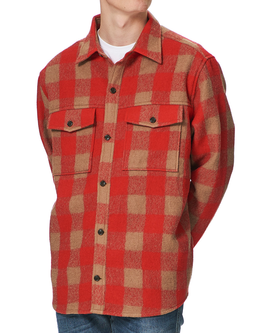 Heren | Overhemden | J.Lindeberg | Gingham Wool Loose Fit Overshirt Red Bell