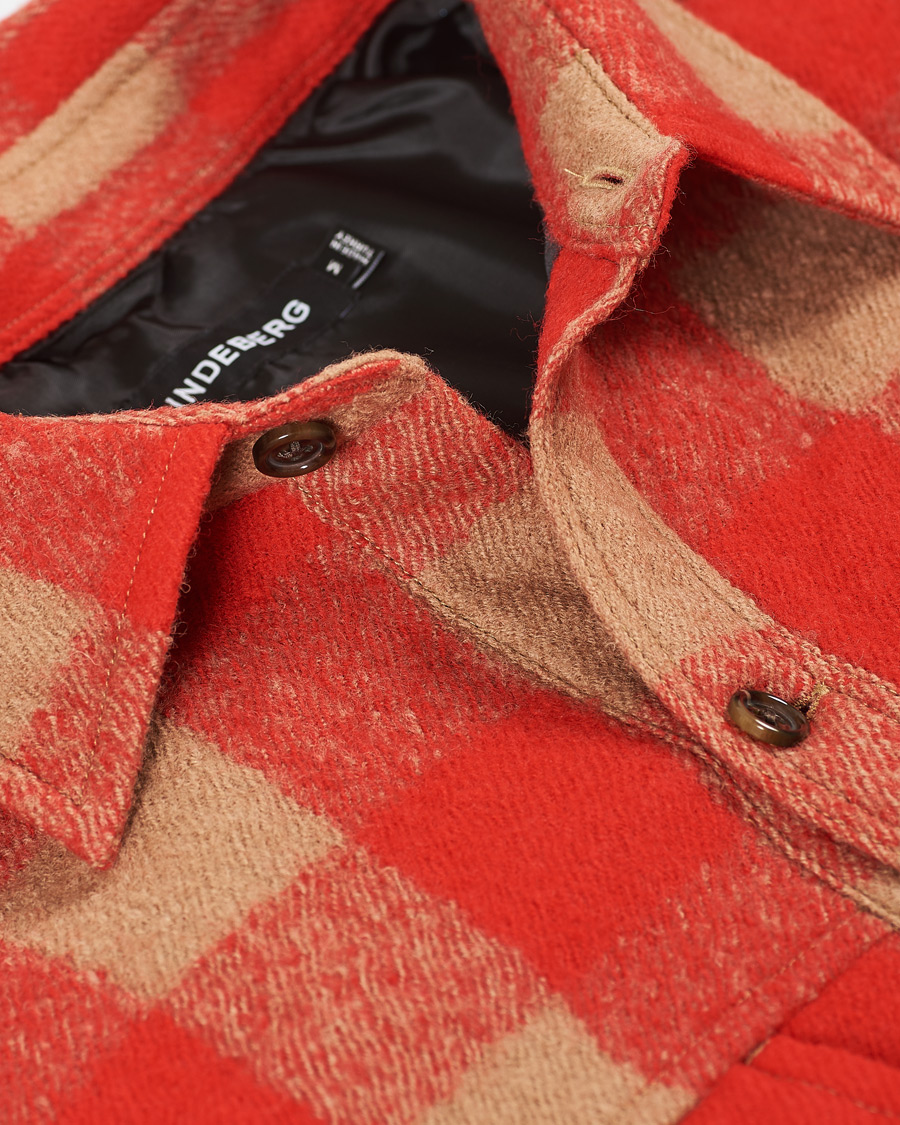 Heren | Overhemden | J.Lindeberg | Gingham Wool Loose Fit Overshirt Red Bell