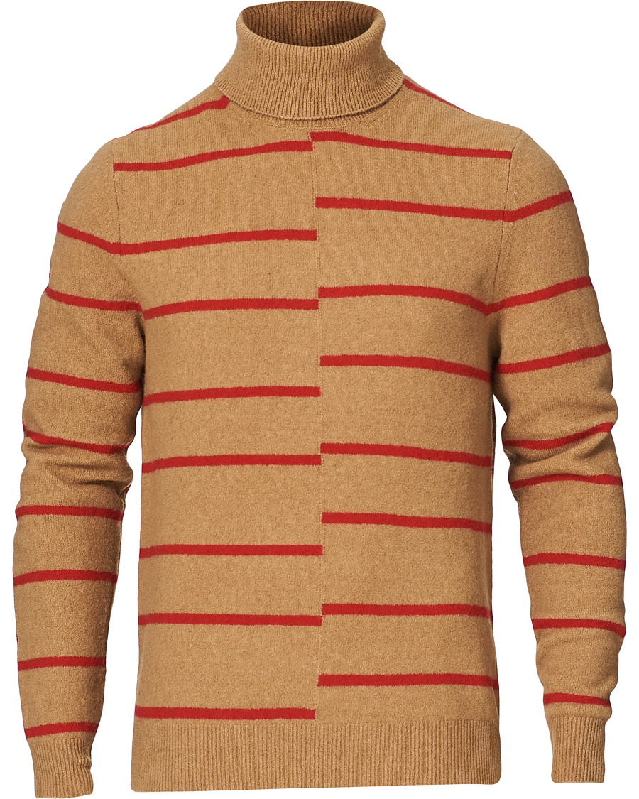Heren | Truien | J.Lindeberg | Floyd Striped Yak Blend Rollneck Tiger Brown