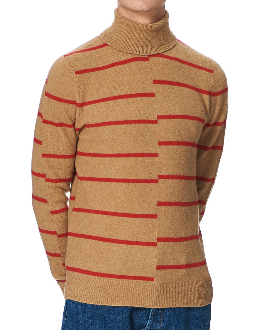 Heren | Truien | J.Lindeberg | Floyd Striped Yak Blend Rollneck Tiger Brown