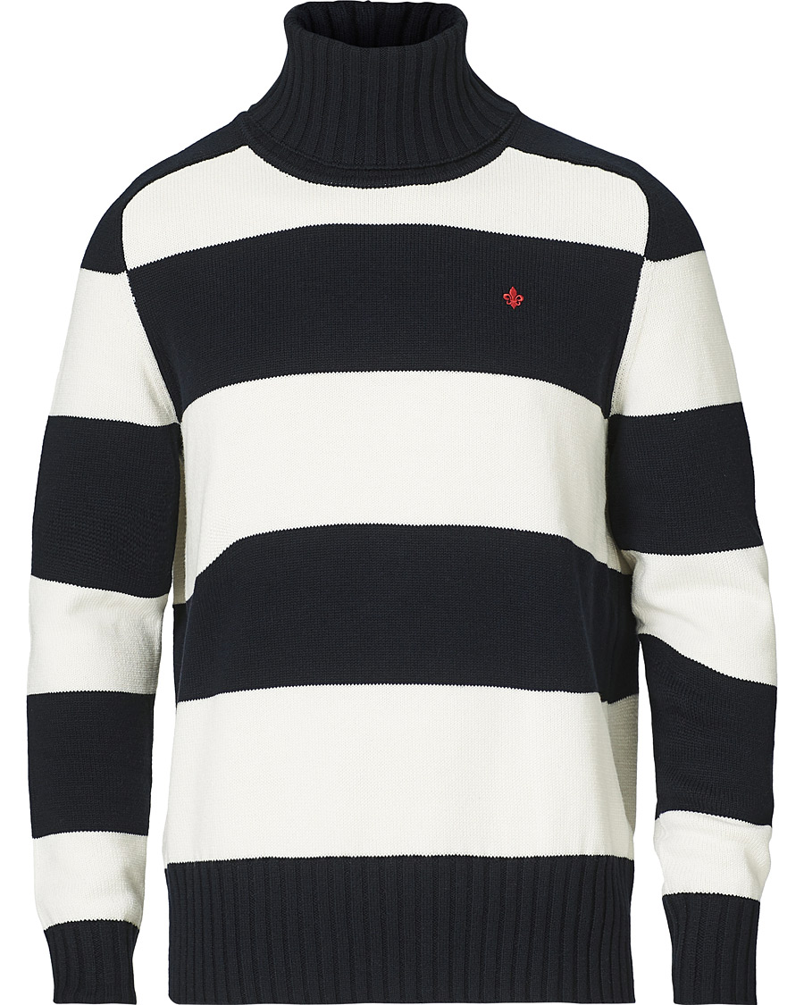 Heren | Truien | Morris | Davy Cotton Rollneck Blue/White