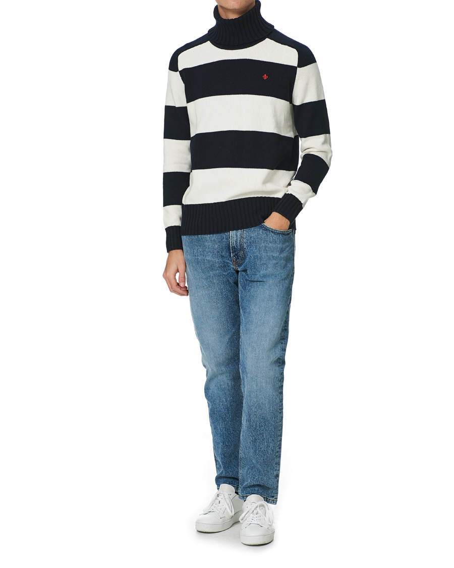 Heren | Truien | Morris | Davy Cotton Rollneck Blue/White