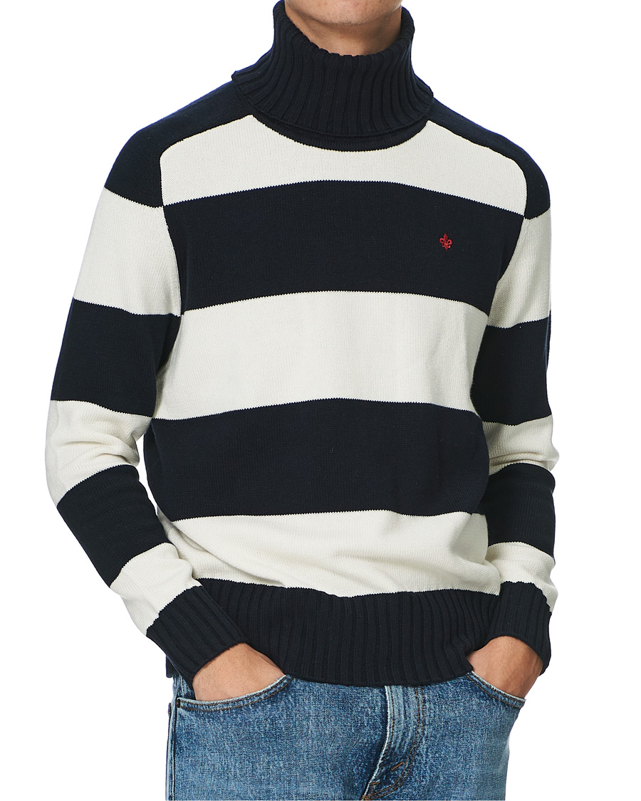 Heren | Truien | Morris | Davy Cotton Rollneck Blue/White