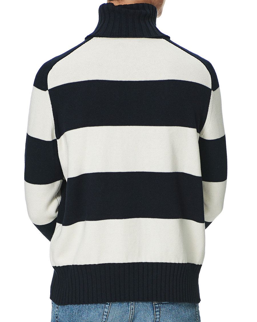 Heren | Truien | Morris | Davy Cotton Rollneck Blue/White