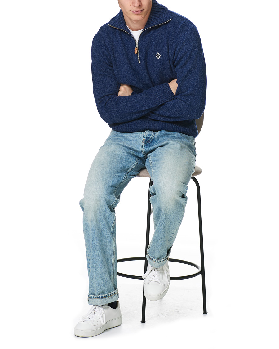 Heren | Truien | Morris | Kieran Wool Half Zip Navy