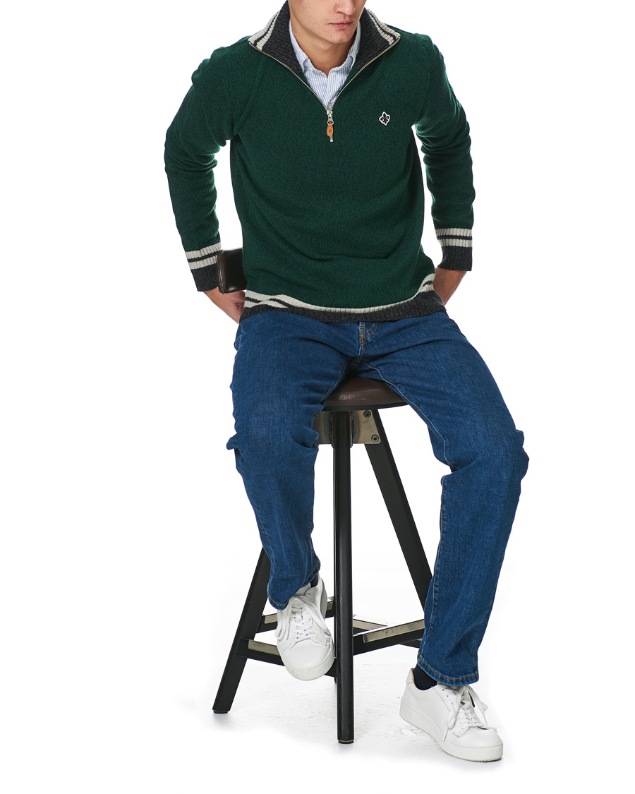Heren | Truien | Morris | Kieran Wool Half Zip Green