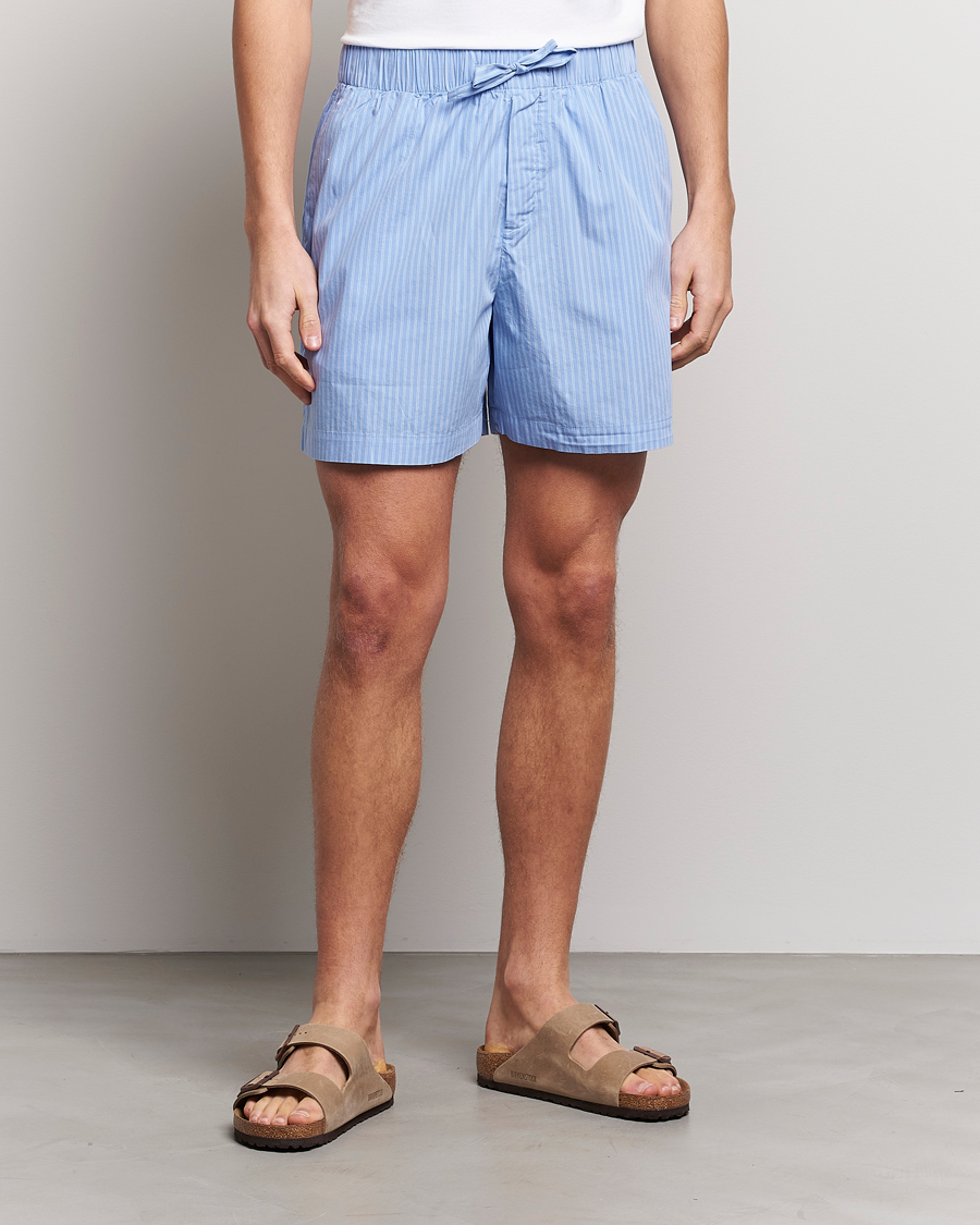 Heren | Pyjama broeken | Tekla | Poplin Pyjama Shorts Pin Stripes