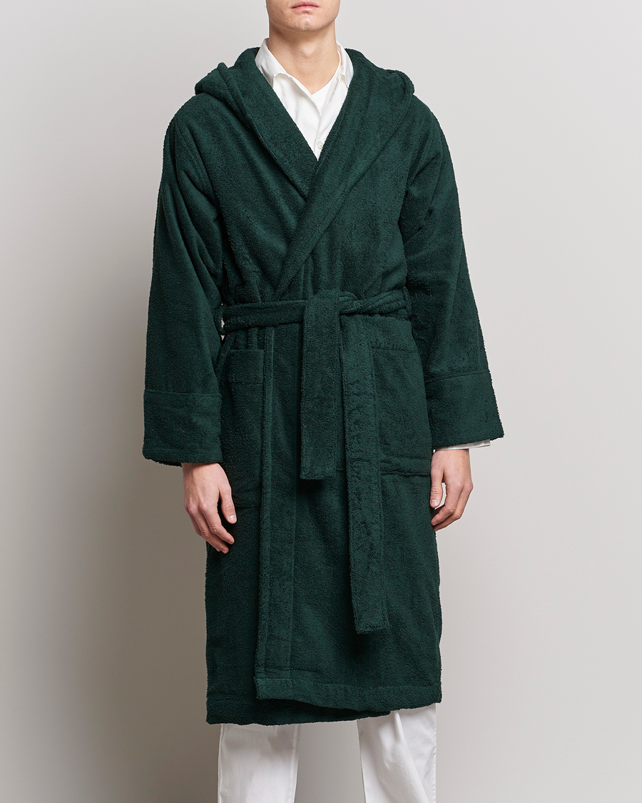 Herr | Morgonrockar | Tekla | Organic Terry Hooded Bathrobe Forest Green