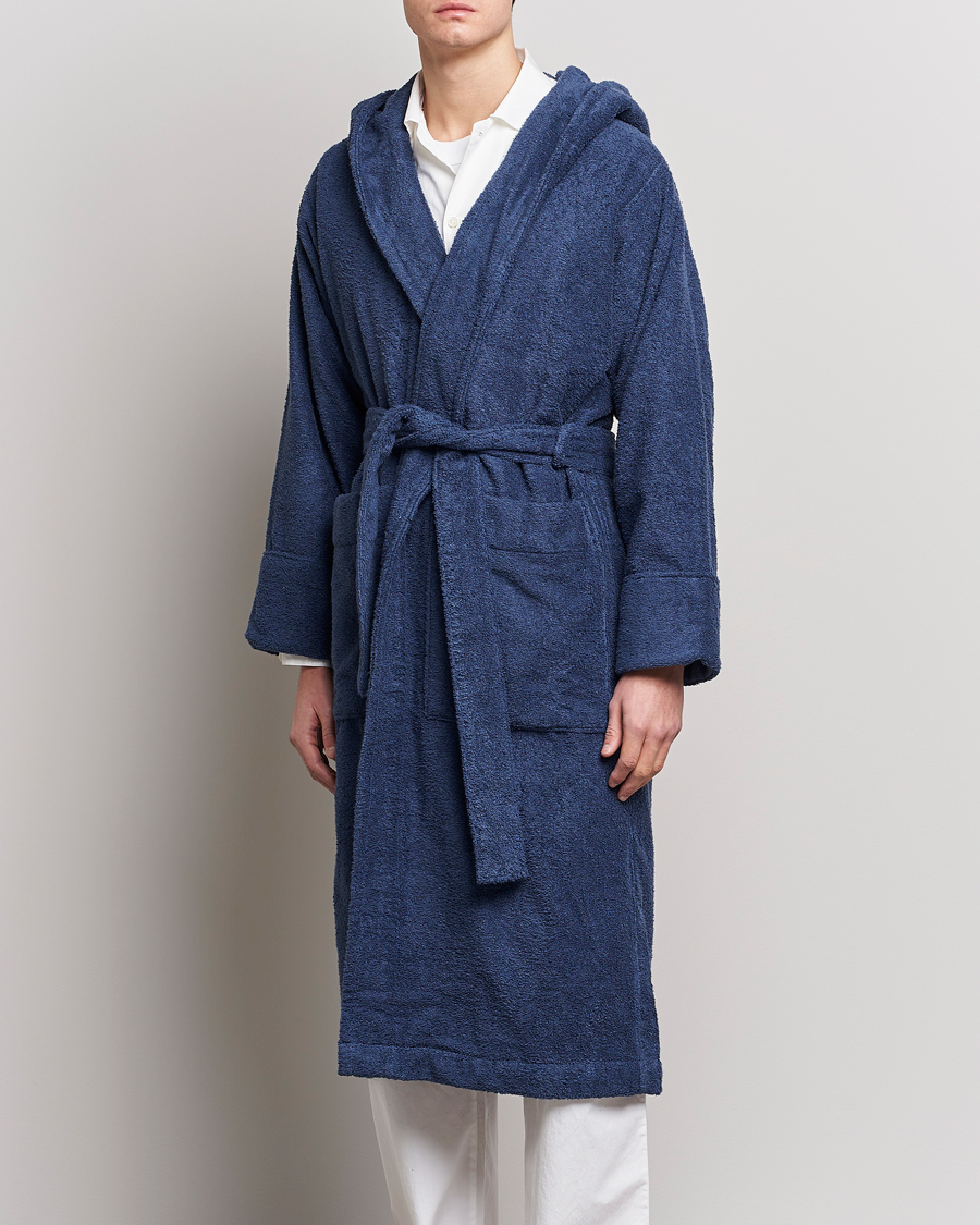 Heren | Pyjama's en gewaden | Tekla | Organic Terry Hooded Bathrobe Navy