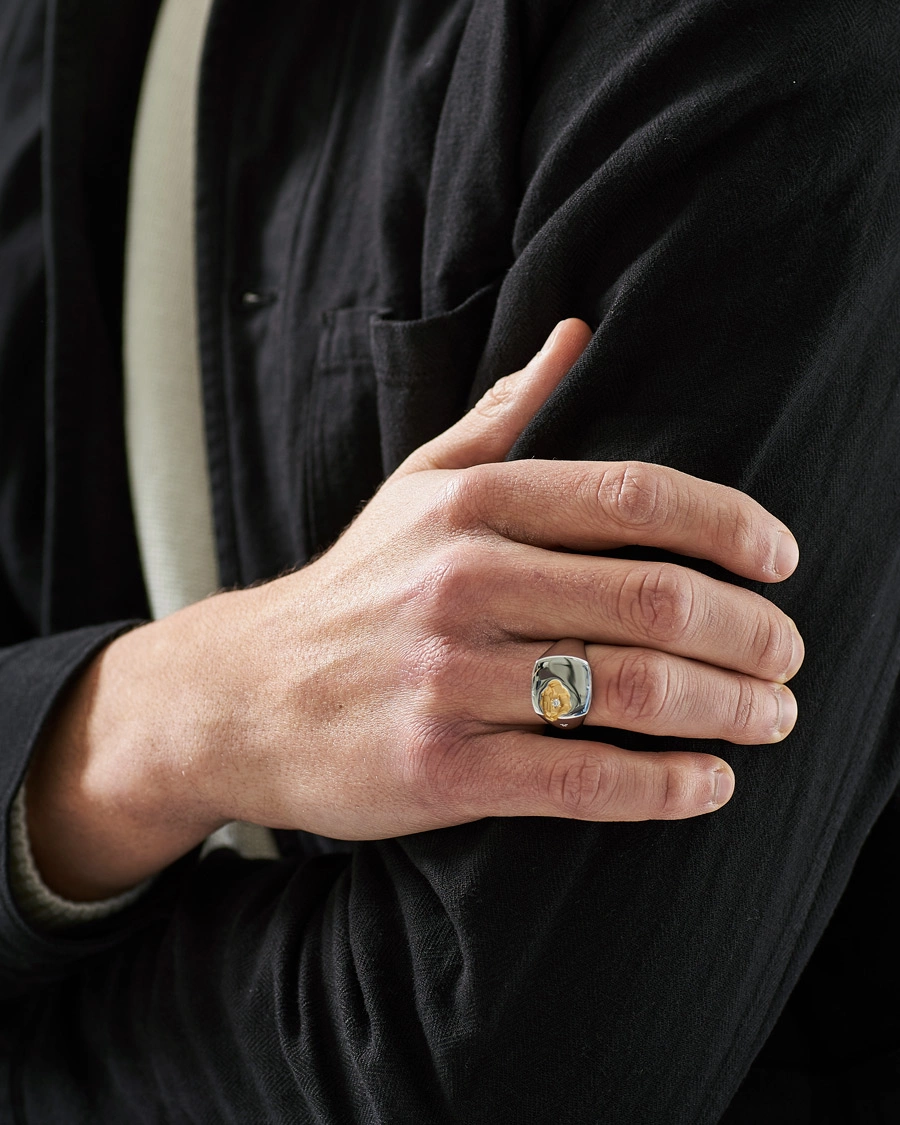 Heren | Connaisseur | Tom Wood | Mined Ring Large Diamond Silver